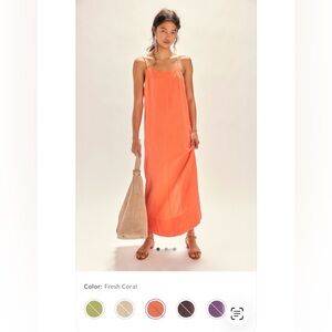 Free People Aspen linen Coral Maxi Dress